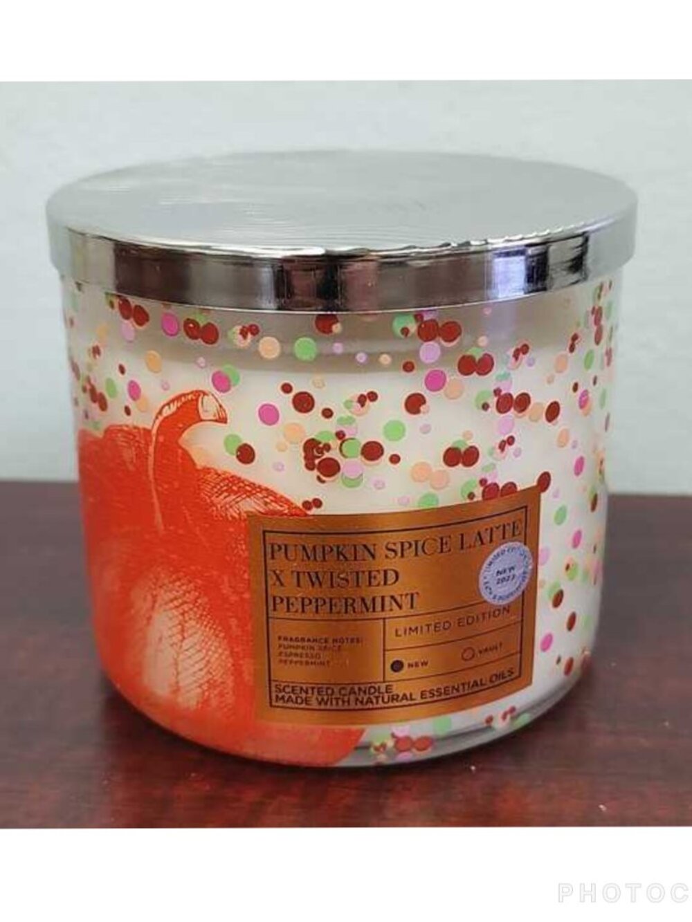 Bath & Body Works PUMPKIN SPICE LATTE x TWISTED PEPPERMINT 3-Wick Candle